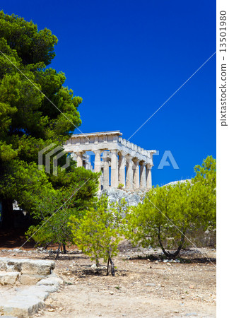 Ruins of temple on island Aegina, Greece 13501980