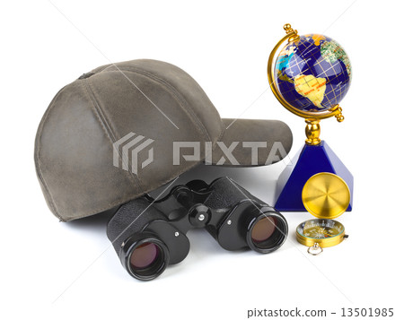 Binoculars, cap, compass and globe Binoculars, cap, compass and globe 13501985