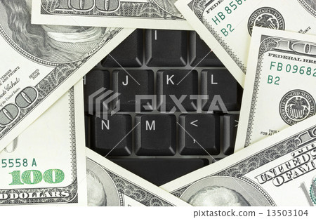 Computer keyboard and money 13503104