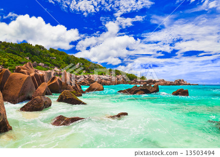 Tropical beach at Seychelles 13503494