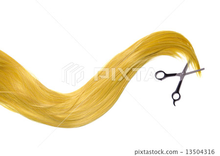 Long golden blonde hair with professional scissors Long golden blonde hair with professional scissors 13504316