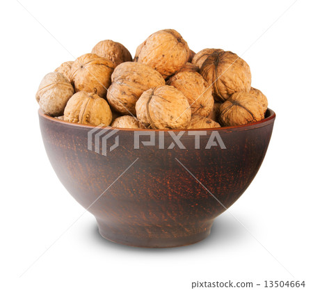 Clay Bowl Full Of Walnuts Clay Bowl Full Of Walnuts 13504664