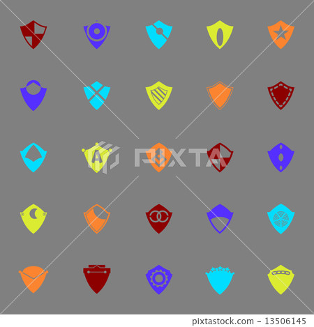 Design shield color icons on gray background Design shield color icons on gray background 13506145