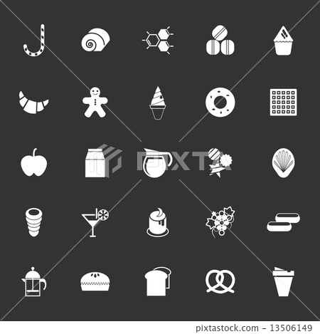 Sweet food icons on gray background Sweet food icons on gray background 13506149