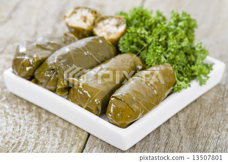 Sarma - Rice and mint wrapped in grape vine leaves. Sarma - Rice and mint wrapped in grape vine leaves. 13507801