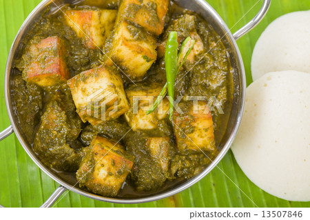 Palak Paneer - Asian curry with cheese cubes and pureed spinach.  13507846