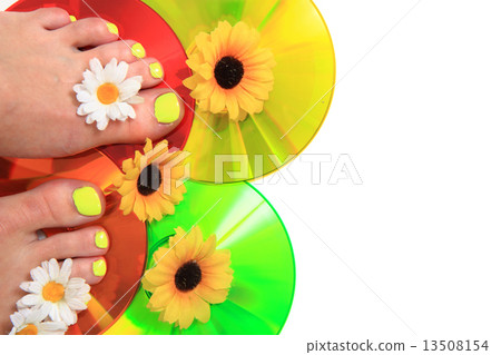 women feet (pedicure) with flowers women feet (pedicure) with flowers 13508154