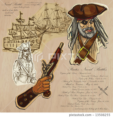 Pirates - Naval Battles - vector illustration 13508255