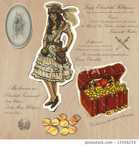 Pirates - Treasure. An hand drawn vector illustrations 13508258