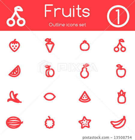 Fruits outline icons. 13508754