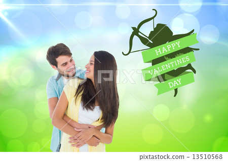 Composite image of happy casual couple smiling at each other Composite image of happy casual couple smiling at each other 13510568