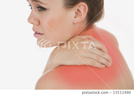 Upset woman suffering from backache 13511490