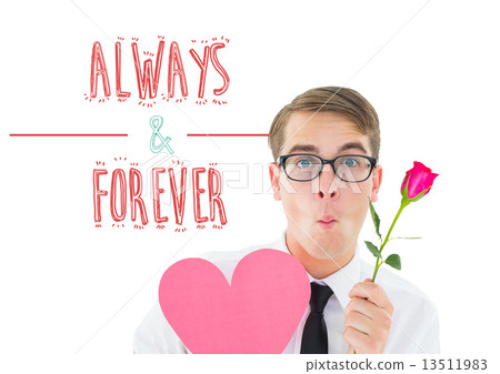 Composite image of romantic geeky hipster 13511983