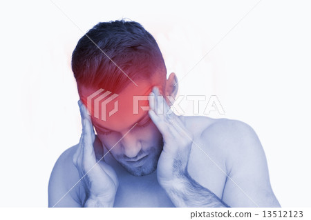Closeup of man suffering from headache Closeup of man suffering from headache 13512123