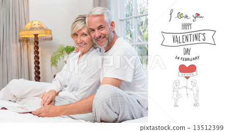 Composite image of portrait of a relaxed happy mature couple wit 13512399