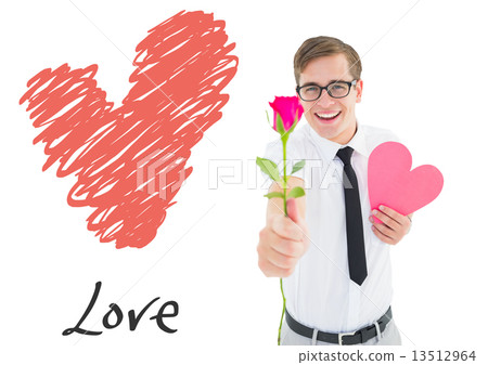 Composite image of romantic geeky hipster 13512964