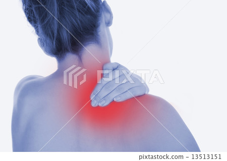 Topless woman massaging back 13513151