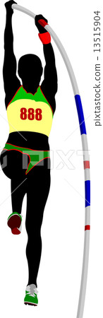 Track and field.Athlete pole vaulting.Vector illustration. Track and field.Athlete pole vaulting.Vector illustration. 13515904