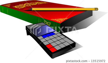 Old book, pencil and  vodern calculator. Vector illustration 13515972