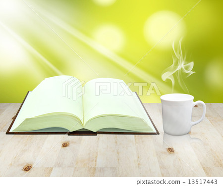open book and cup of coffee open book and cup of coffee 13517443
