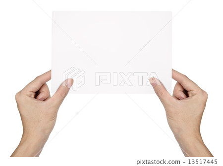 Businessman's hand holding blank paper isolated on white backgr Businessman's hand holding blank paper isolated on white backgr 13517445