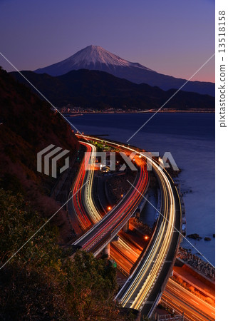 From the passed Pass, Suruga Bay and Mt. Fuji in the morning From the passed Pass, Suruga Bay and Mt. Fuji in the morning 13518158