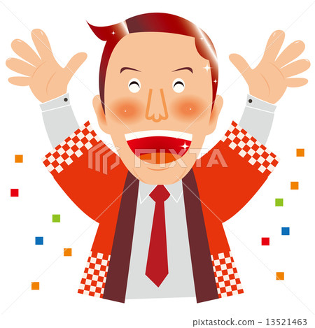 紅色happer的男職員04舉起雙手 13521463