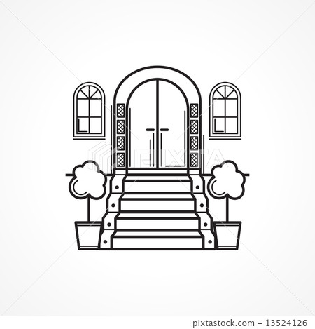 图库插图: line vector icon for front door