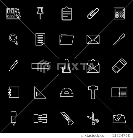 Stationery line icons on black background 13524738