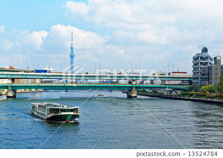 沿Sumida河和灌溉和東京天空樹的遊船航行 13524784