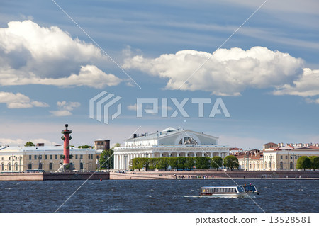 Russia. Petersburg. An arrow of Vasilevsky island and Rostral columns... 13528581