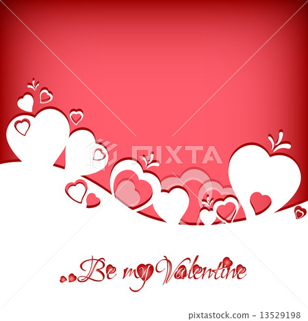 Festive card with hearts label on Valentine's day. February 14 - day for all lovers 13529198