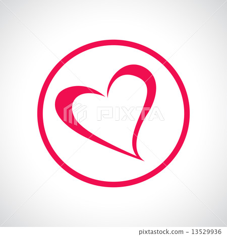 Heart icon. Pink flat symbol in a circle. Heart icon. Pink flat symbol in a circle. 13529936