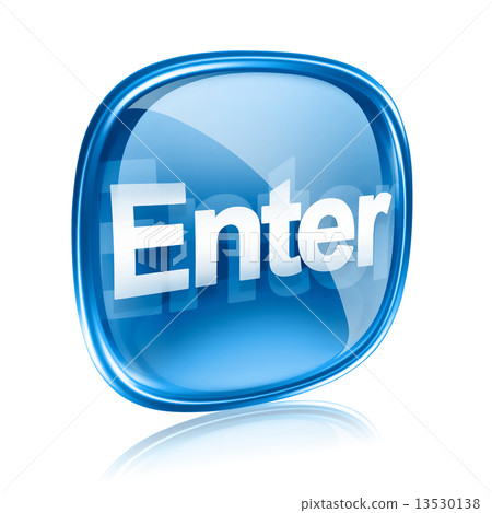 Enter icon blue glass, isolated on white background 13530138