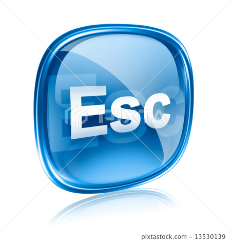Esc icon blue glass, isolated on white background 13530139