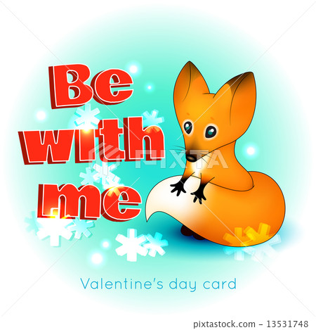 Valentine's Day card with a fox Valentine's Day card with a fox 13531748