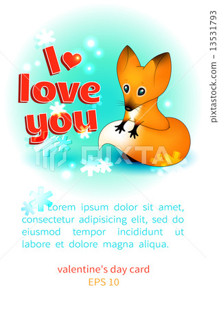 Valentine's Day card with a fox Valentine's Day card with a fox 13531793