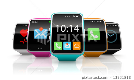 Colorful smart watchs isolated on white background Colorful smart watchs isolated on white background 13531818