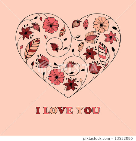 Vector Greeting Card with Heart 13532090