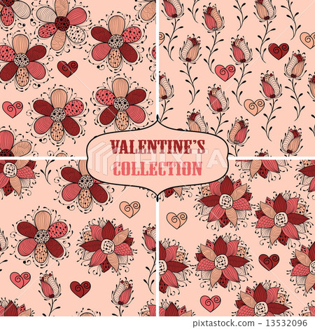 Vector seamless Floral Valentine's Patterns 13532096