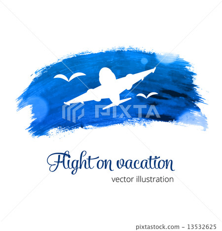 Silhouette plane on the watercolor Silhouette plane on the watercolor 13532625