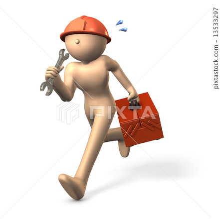 工程師用一隻手運行工具箱 13533297