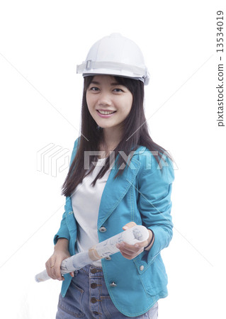 head shot female architect isolated white use for multipurpose head shot female architect isolated white use for multipurpose 13534019