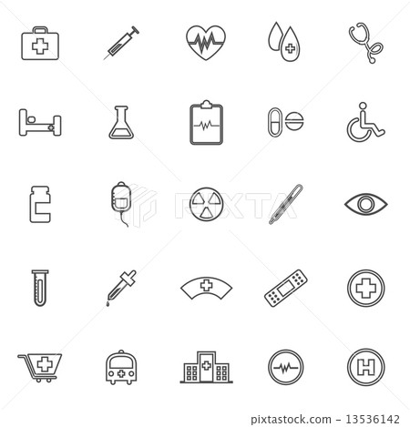Medical line icons on white background 13536142