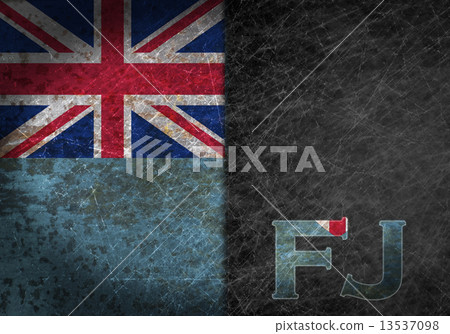 Old rusty metal sign with a flag and country abbreviation 13537098