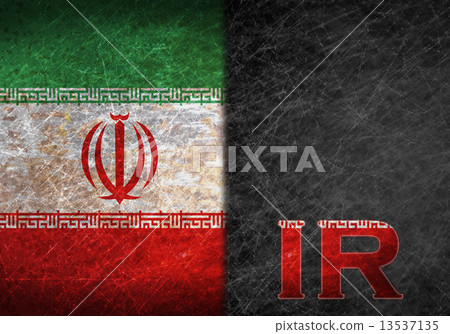 Old rusty metal sign with a flag and country abbreviation 13537135