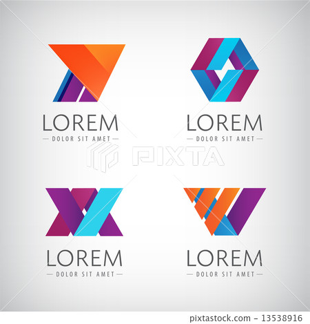 vector set of abstract colorful 3d ribbon icons 13538916