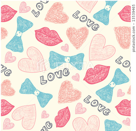 vector seamless wedding, valentine hipster hand drawn cute doodle 13539465