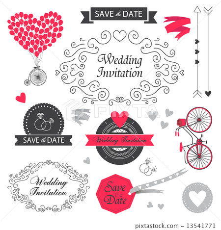 set of vector vintage wedding invitation design elements set of vector vintage wedding invitation design elements 13541771