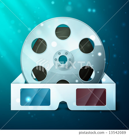 three d glasses and film reel 13542089